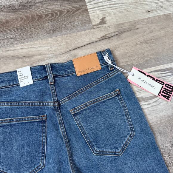 NWT Denim Forum Arlo High Rise Straight Jeans Blue 27 Y2K 90s - Picture 4 of 11
